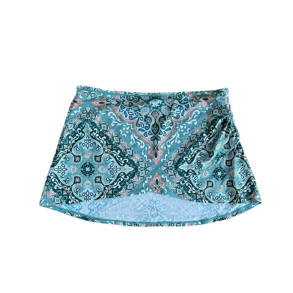 Jantzen Draped Swim Skirt Blue Ocean Floral Stretch NWT Szโ 14 Beach